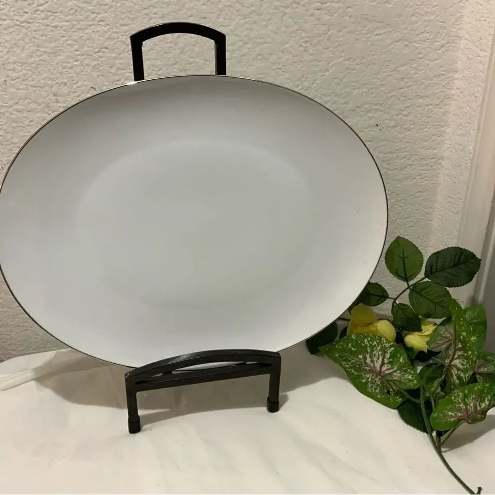 SANGO FINE CHINA SILVER SNOW Made in Japan 16” Oval Platter Vintage A11